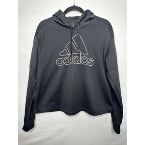 Adidas Climawarm Logo Hoodie Women’s Size Large Black Pullover‎ Sweatshirt